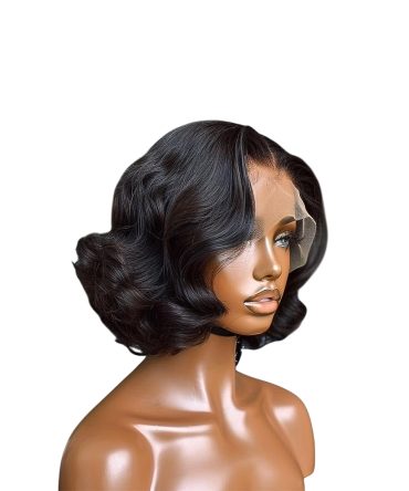 Premium Short Curly Bob Human Hair Wig - Natural Black