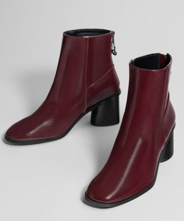 Patent Leather Ankle Boots - Burgundy